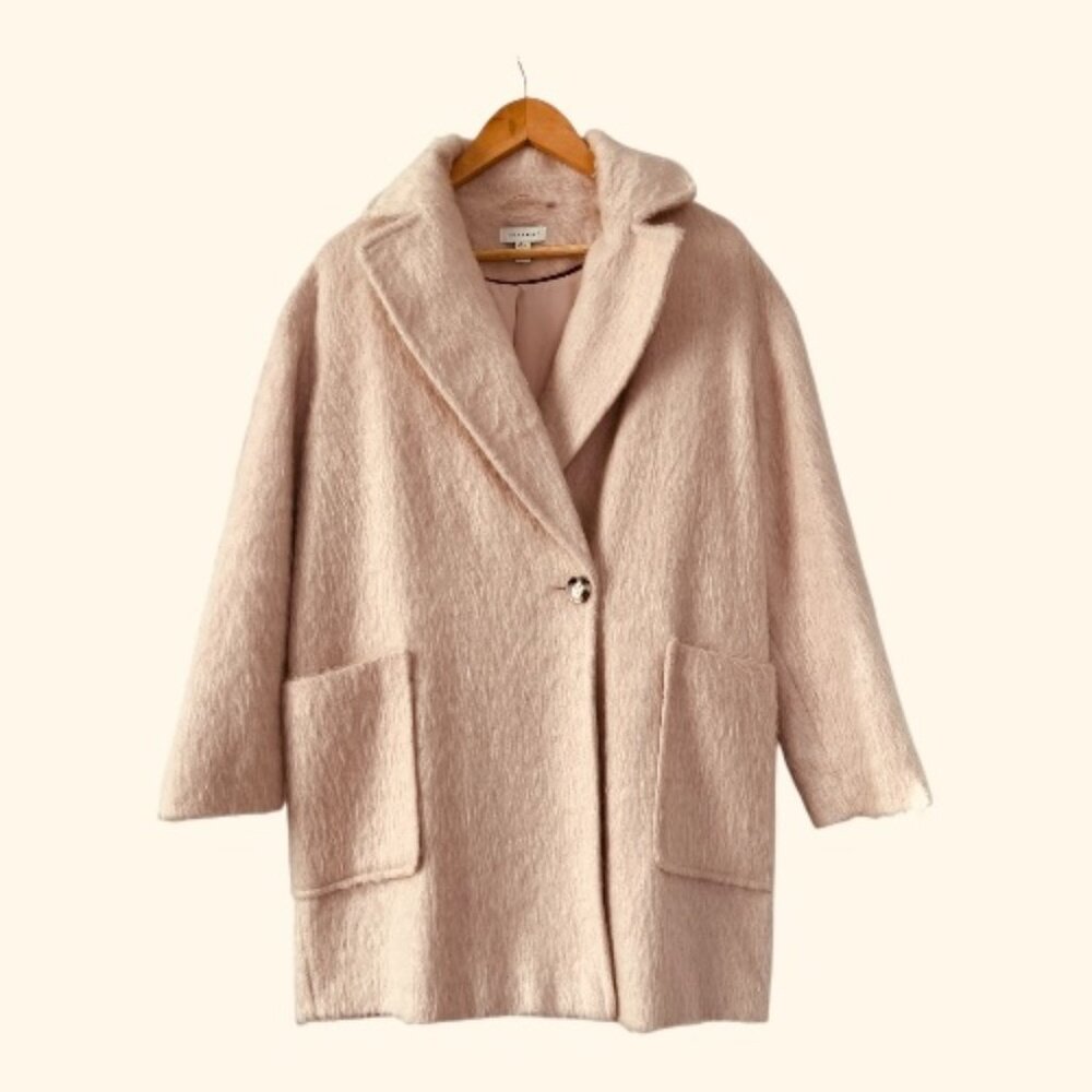 Topshop Textured Oversized Blush Pink Coat – Women’s Size US 2 (fit up to M)